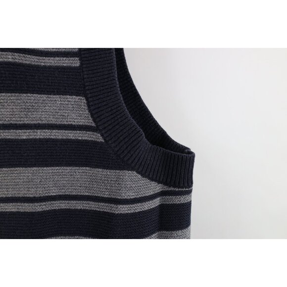 Vtg Tommy Hilfiger Mens M Faded Striped Color Block Thermal Knit Sweater Vest - Picture 6 of 10